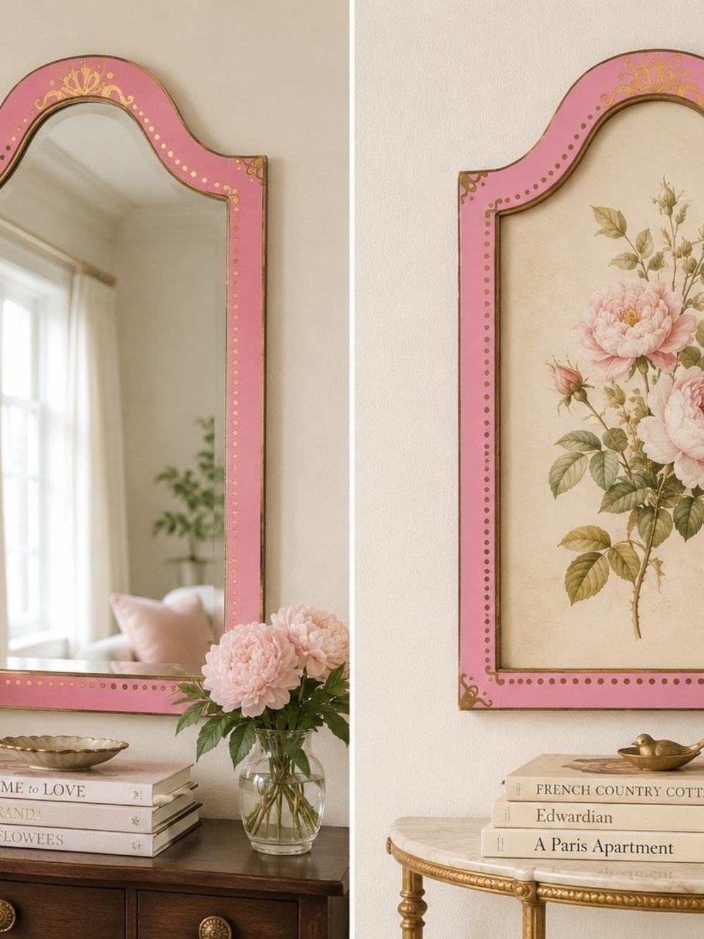 Hand-Painted Solid Chestnut Wood Frame – Unique Arched Design